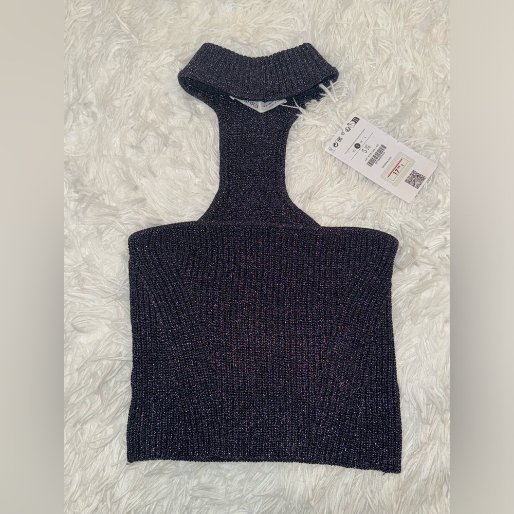 Bershka Sparkle Knit Crop Top NWT